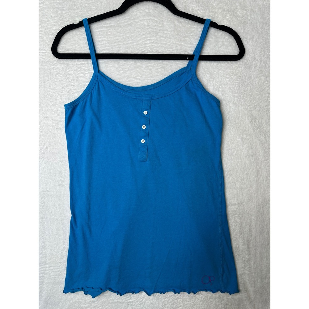 Ocean Pacific Cami Tank L/g (11-13) Blue Henley Lettuce Edge Y2K